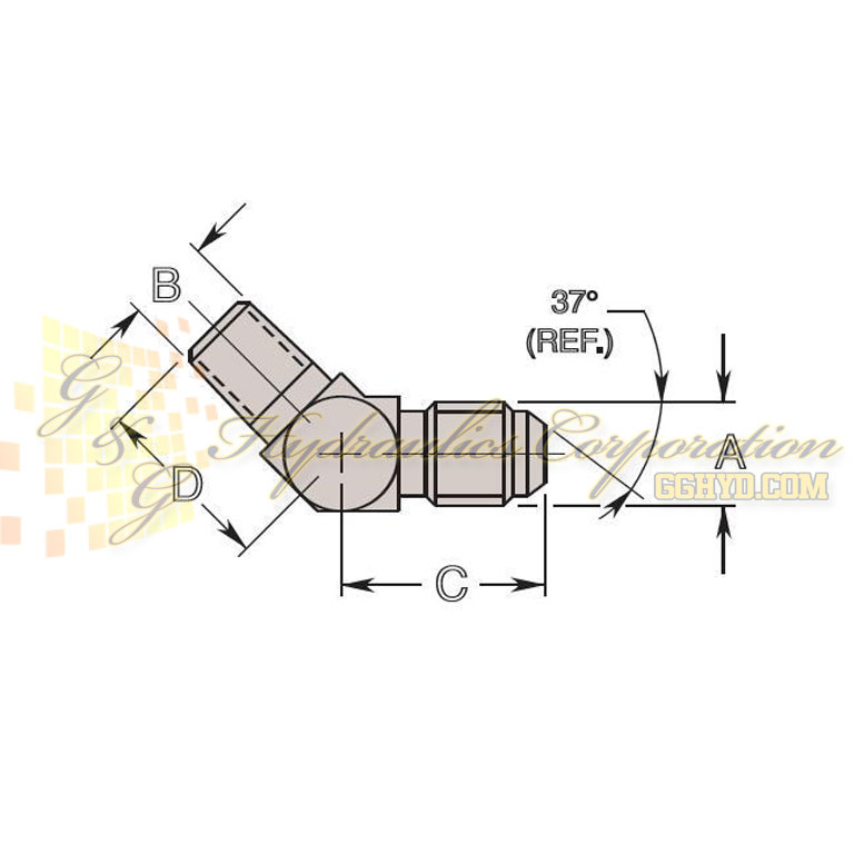 253014 Hytec Fitting, 45° Male Elbow UPC#662536109376