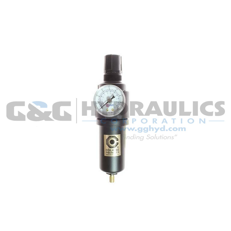 26FC2-DGM Coilhose 26 Series 1/4" Integral Filter/Regulator, Gauge, Auto Drain, Metal Bowl UPC #029292490764