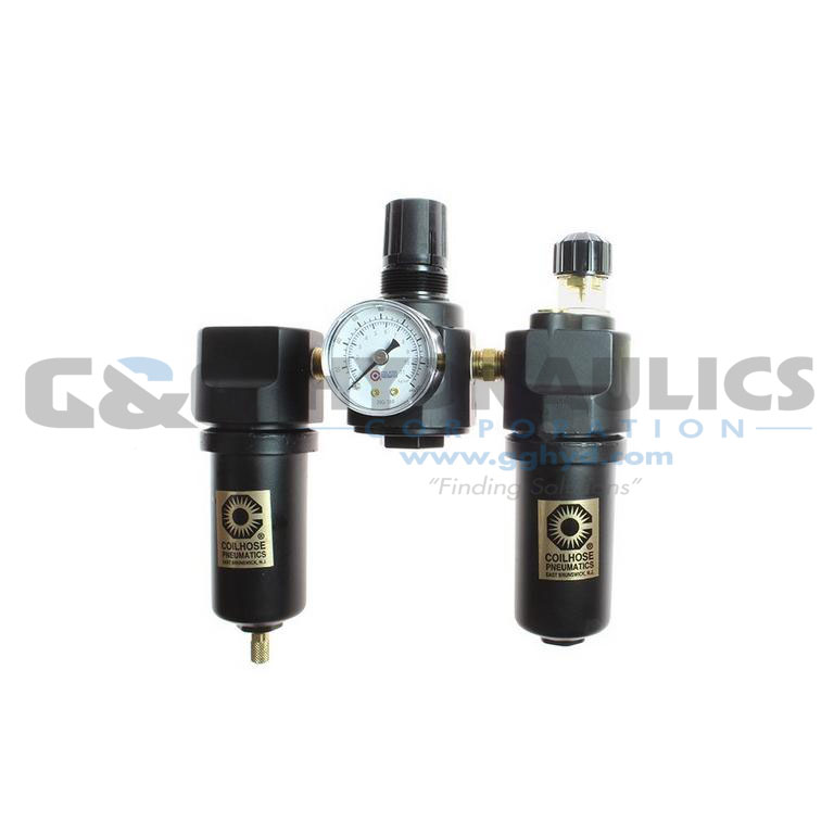 26FRL2-GM Coilhose 26 Series 1/4" Filter/Regulator/Lubricator, Gauge, Metal Bowl UPC #029292875356