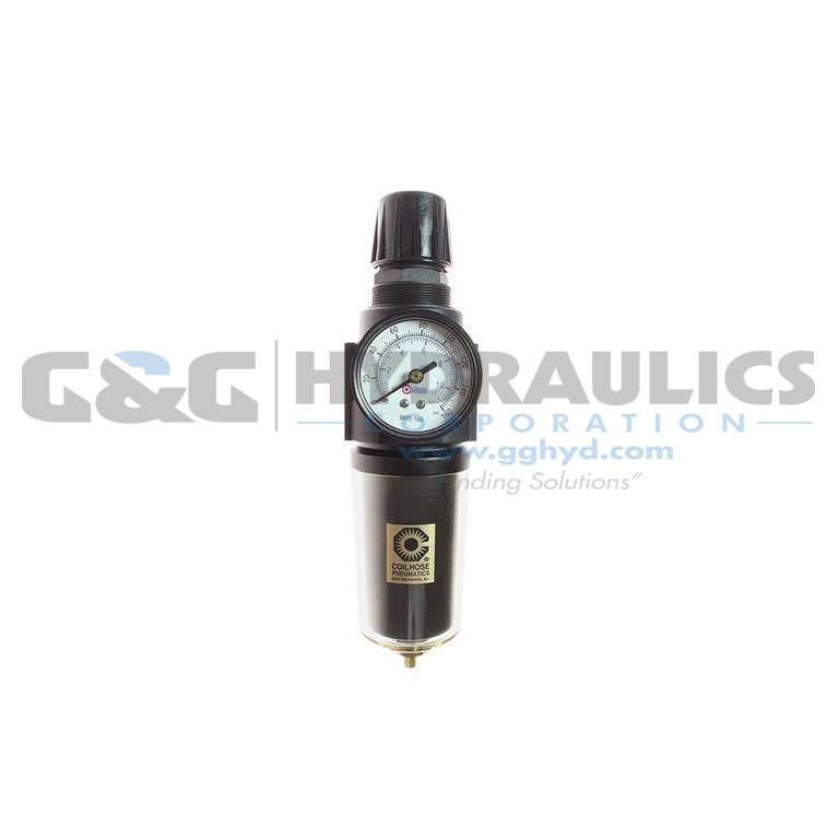 27FC3-GS Coilhose 27 Series 3/8" Integral Filter/Regulator, Gauge, Metal Bowl with Sight Glass UPC #029292495103