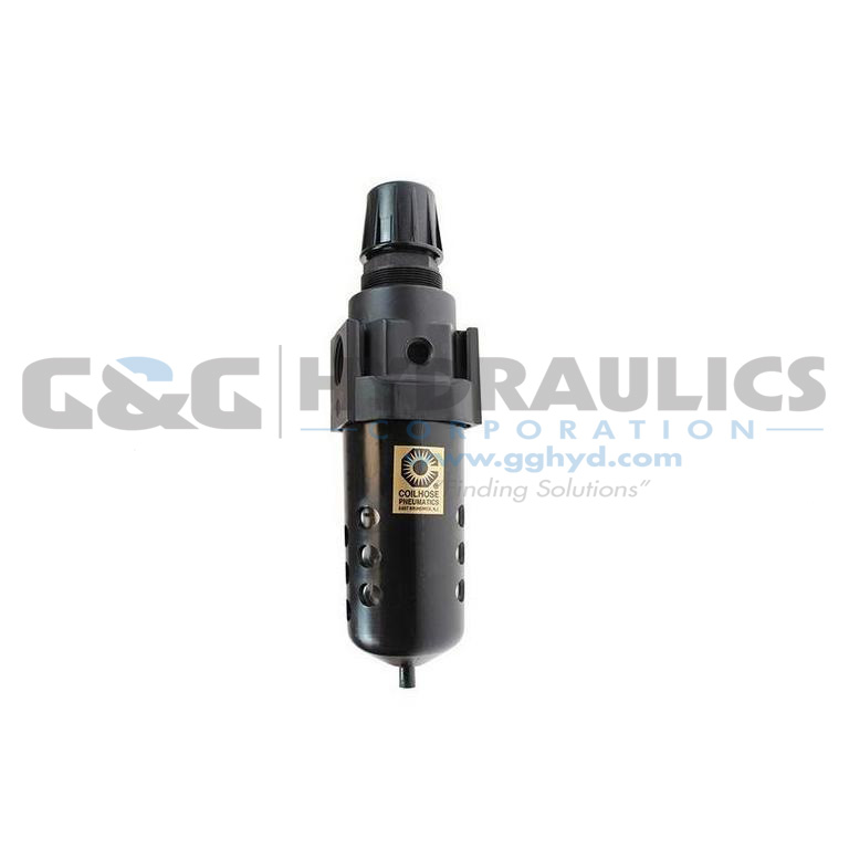 27FC4-DGL Coilhose 27 Series 1/2" Integral Filter/Regulator, Auto Drain, Gauge, 0-60 psi UPC #029292495813