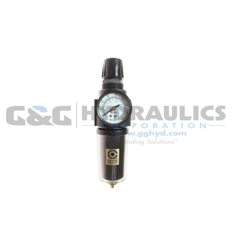 27FC4-GHS Coilhose 27 Series 1/2" Integral Filter/Regulator, Gauge, 0-250 psi, Metal Bowl with Sight Glass UPC #029292496346