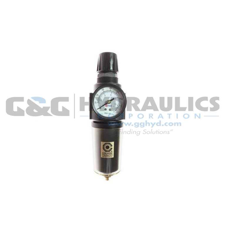 27FC4-GS Coilhose 27 Series 1/2" Integral Filter/Regulator, Gauge, Metal Bowl with Sight Glass UPC #029292496681