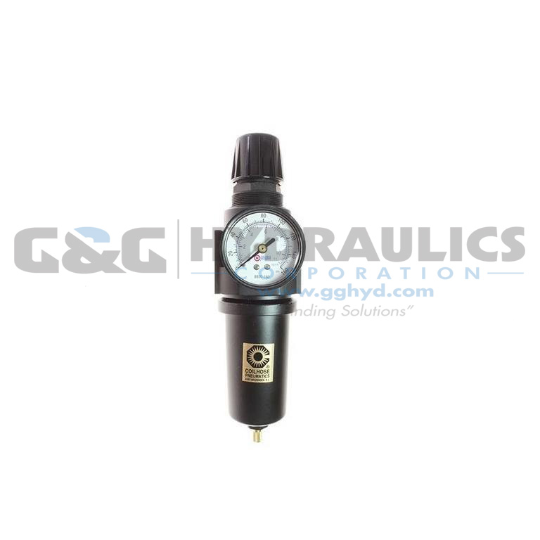 27FC6-GHMX Coilhose 27 Series 3/4" Integral Filter/Regulator, Gauge, Metal Bowl, 0-250 psi, 5µ Element UPC #029292770453