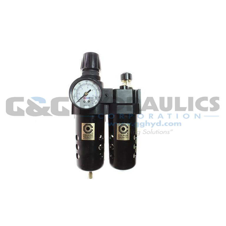 27FCL3-G Coilhose 27 Series 3/8" Integral Filter/Regulator + Lubricator, Gauge UPC #029292876186