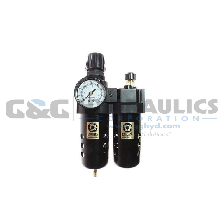 27FCL4-GL Coilhose 27 Series 1/2" Integral Filter/Regulator + Lubricator, Gauge, 0-60 psi UPC #029292876407