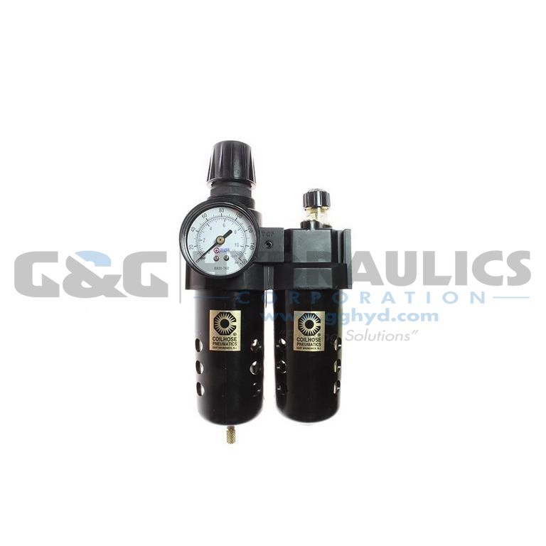 27FCL4-GHS Coilhose 27 Series 1/2" Integral Filter/Regulator + Lubricator, Gauge, 0-250 psi, Metal Bowl with Sight Glass UPC #029292876384