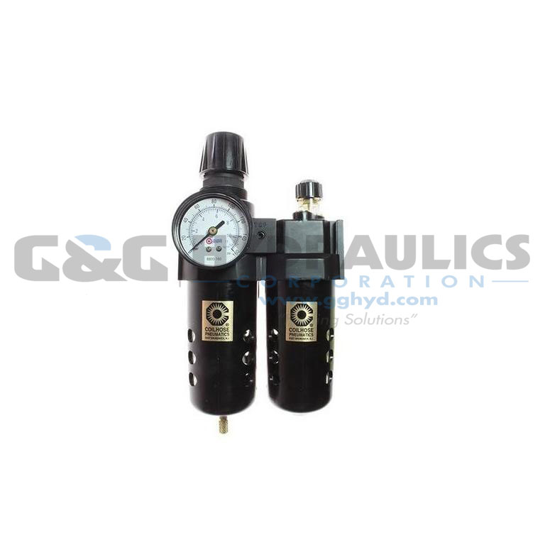 27FCL6-GX Coilhose 27 Series 3/4" Integral Filter/Regulator + Lubricator, Gauge, 5µ Element UPC #029292876612