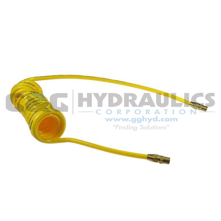 PR14-15-Y Coilhose Flexcoil, 1/4" x 15', 1/4" NPT Reusable Rigid Fittings, Yellow UPC #029292447676