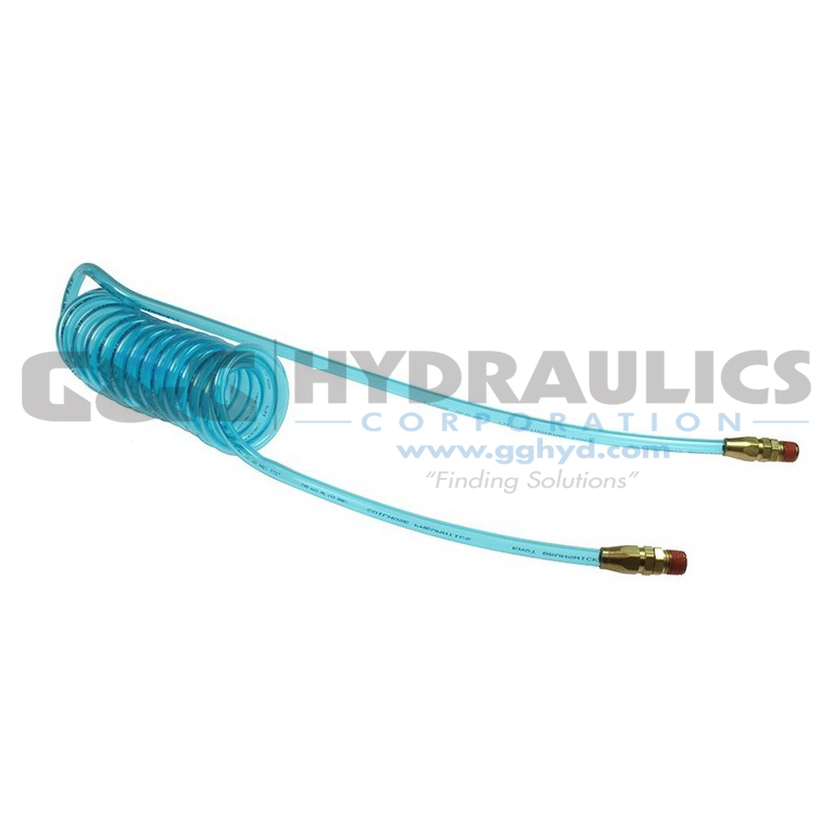 PR14-25B-T Coilhose Flexcoil, 1/4" x 25', 1/4" NPT Reusable Swivel Fittings, Transparent Blue UPC #029292451642