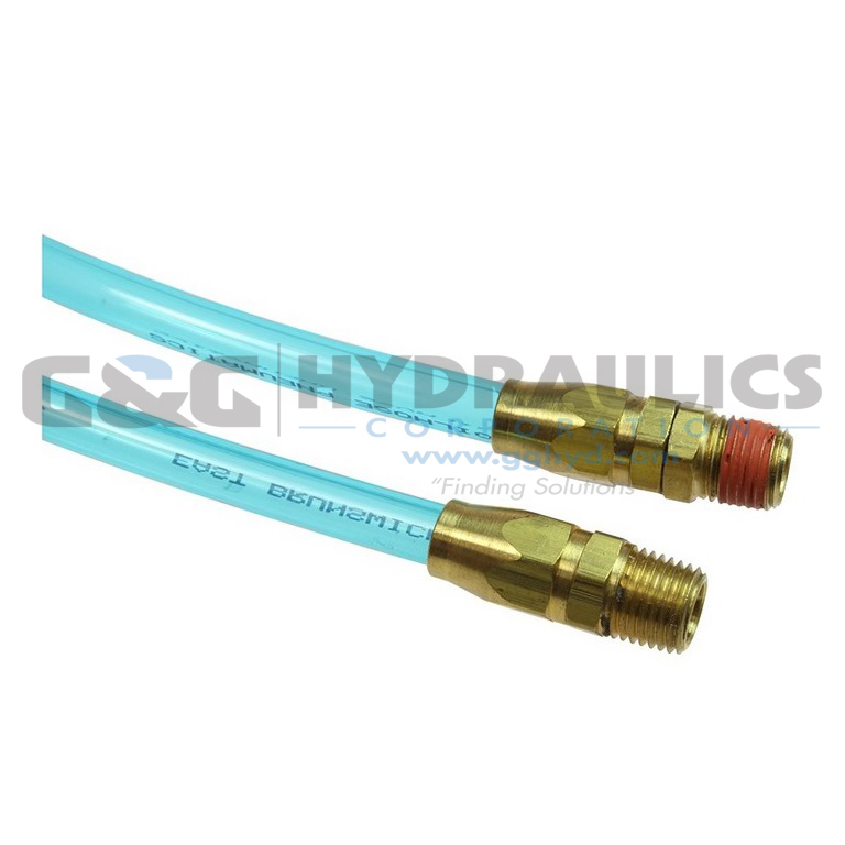 PR38-104A-T Coilhose Flexcoil, 3/8" x 10', 1/4" NPT Reusable Swivel & Rigid Fittings, Transparent Blue UPC #029292460545-1