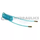 PR14-5A-T Coilhose Flexcoil, 1/4" x 5', 1/4" NPT Reusable Swivel & Rigid Fittings, Transparent Blue UPC #029292455145