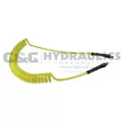 PUE516-254-TY Coilhose Flexeel Coil, 5/16" x 25', 1/4" NPT Rigid Strain Relief Fittings, Transparent Yellow UPC #029292533003