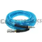 PFE6050TS58C Coilhose Flexeel Hose, 3/8" x 50', Strain Relief Fittings, 3/8" Industrial Coupler & Connector, Transparent Blue UPC # 029292531894